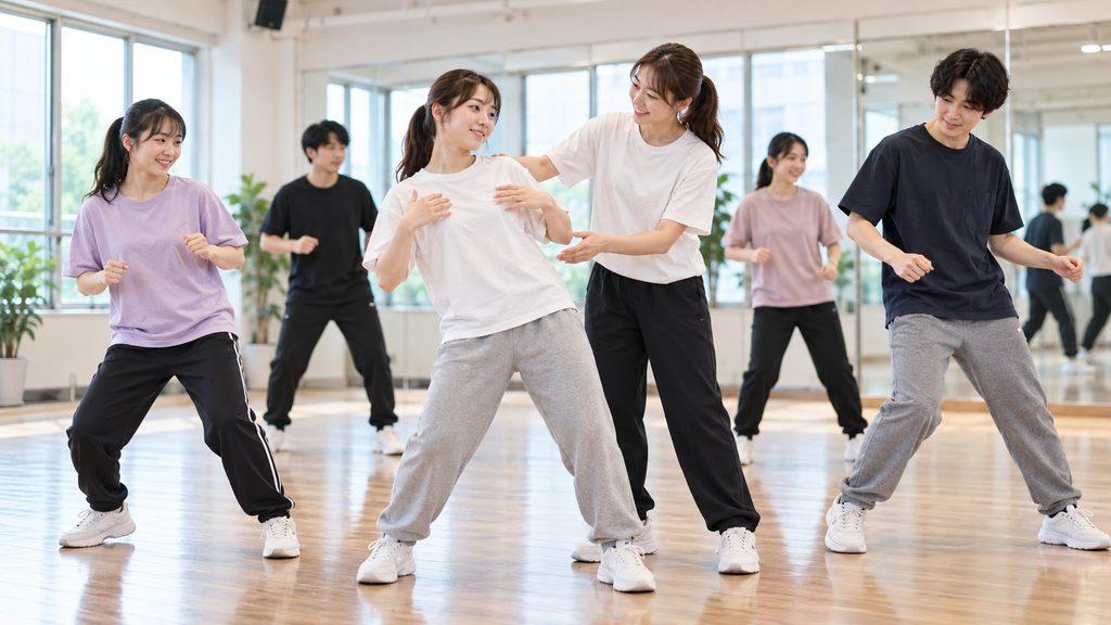 ダンス初心者がリズムトレーニング・アイソレーション・基本ステップを練習するイメージ
